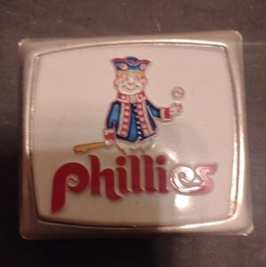 Vintage PHILADELPHIA Phillies White and Red Belt Buckle